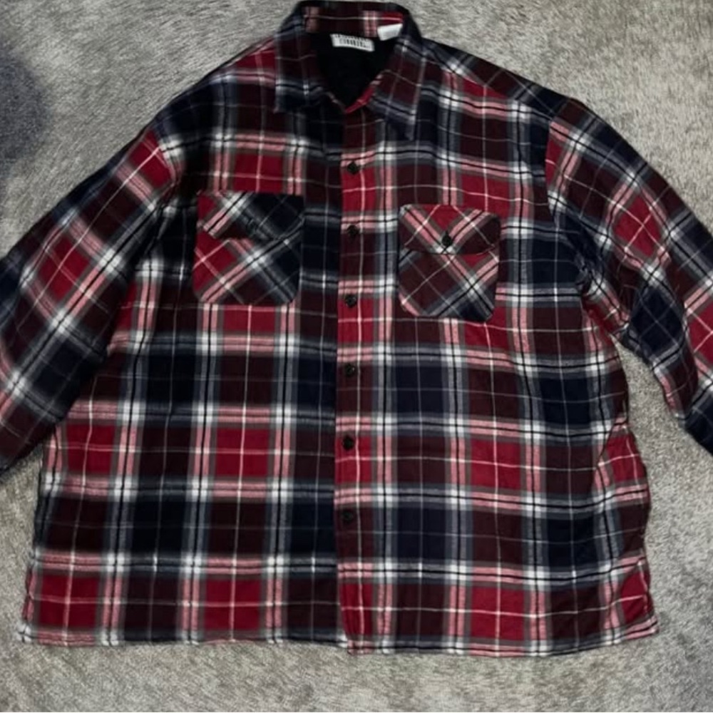 Red and Black Plaid Button-Up Shirt